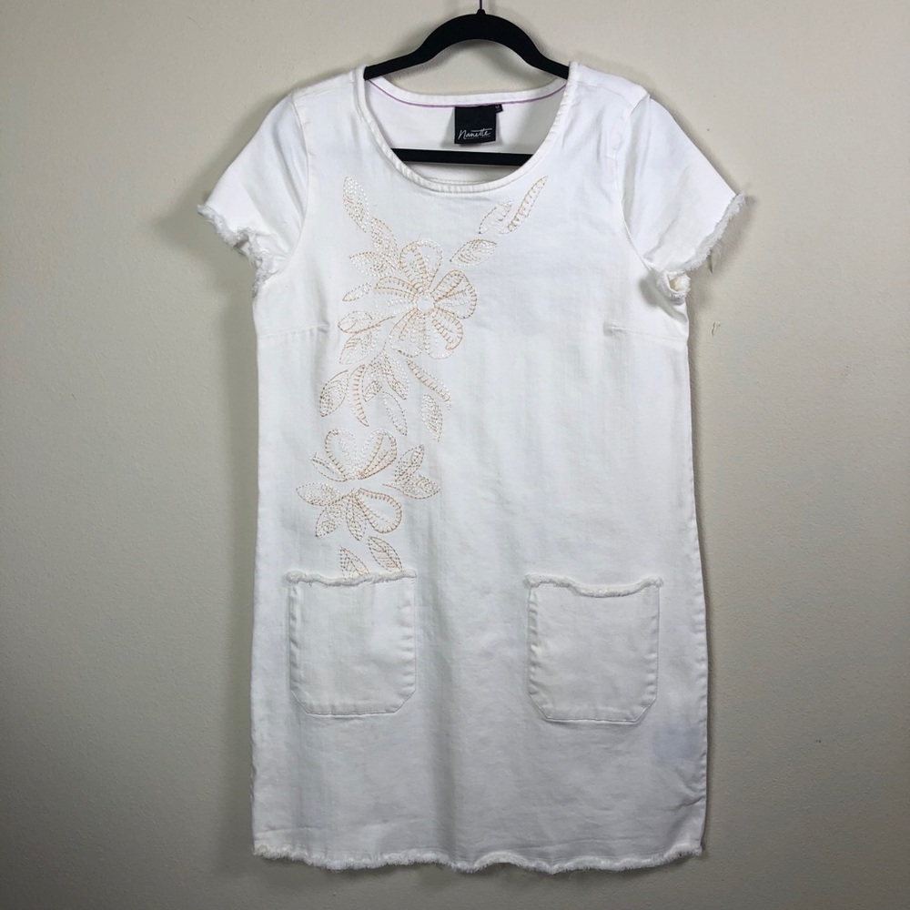 NANETTE LEPORE White Embroidered Cotton Stretch